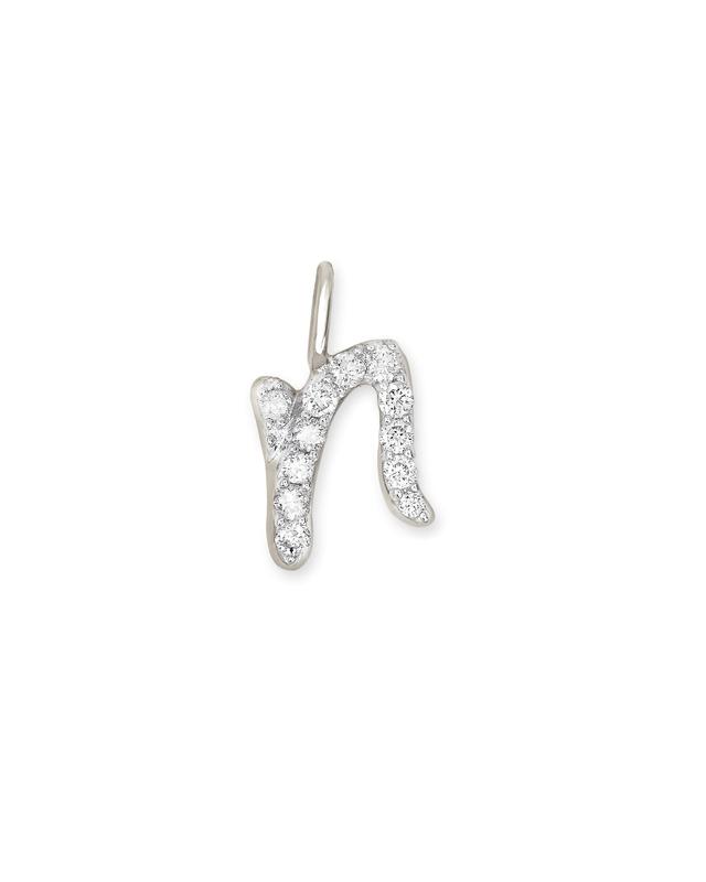 Kendra Scott 14k White Gold Letter N Charm in White Diamond | Diamonds