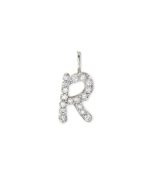 Kendra Scott 0.12 ct 14k White Gold Letter R Charm in White Diamond | Diamonds