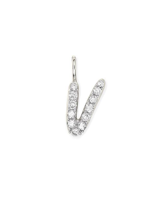 Kendra Scott 14k White Gold Letter V Charm in White Diamond | Diamonds