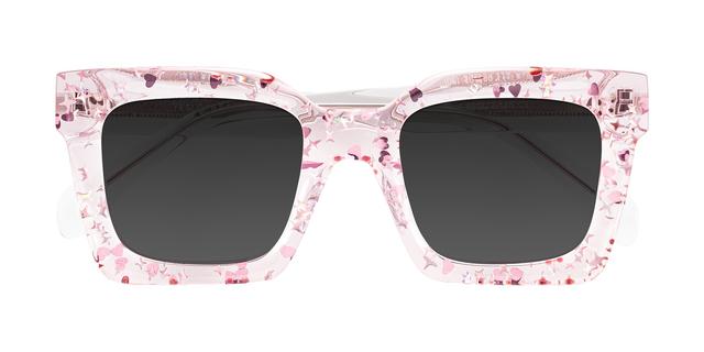 Sparkling Blush Oversized Thick Square Tinted Sunglasses with Gray Sunwear Lenses - Piper