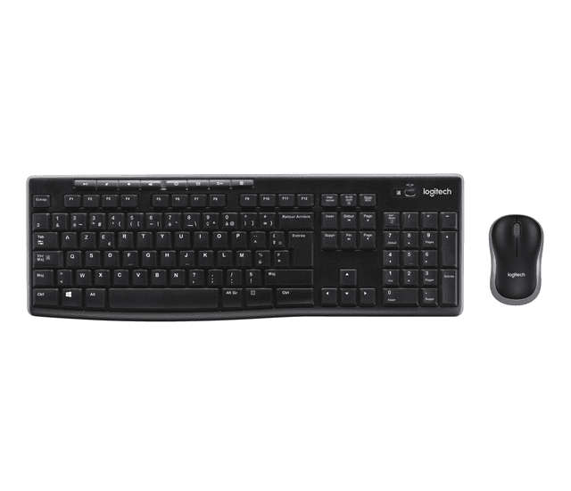 Logitech MK270 Reliable Wireless Keyboard and Mouse Combo in Black, Frans