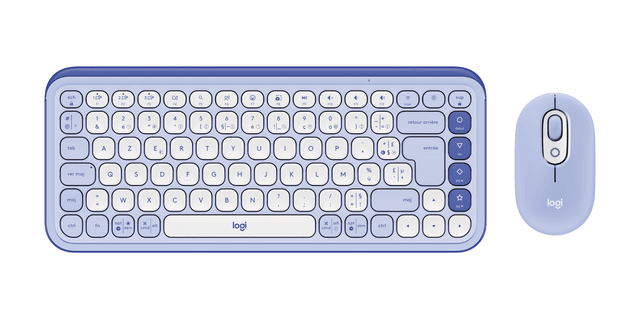 Logitech Kit mouse e tastiera POP Icon in Lilac e Off-White, Francese (AZERTY)