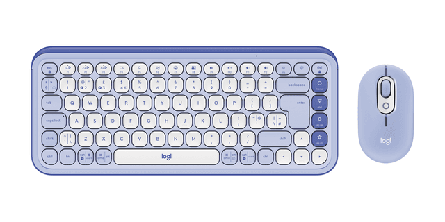 Logitech Kit mouse e tastiera POP Icon in Lilac e Off-White, Inglese Regno Unito (QWERTY)