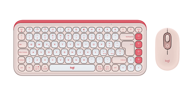 Logitech Kit mouse e tastiera POP Icon in Rosa e Off-White, Italiano (QWERTY)