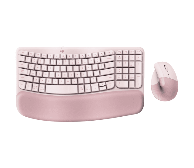 Logitech Ensemble Wave Keys et souris verticale Lift en Rose