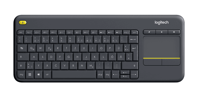 Logitech K400 Plus – tangentbord med pekplatta för tv-ansluten dator in Svart, Tyska (QWERTZ)