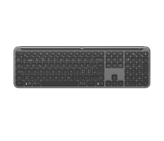 Logitech Köp det tunna trådlösa tangentbordet Signature K950 in Graphite, Danska/norska/svenska/finska (QWERTY)