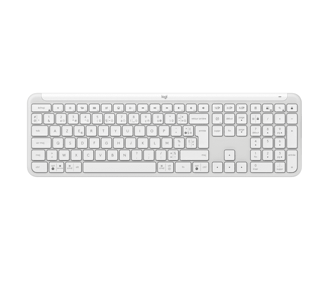 Logitech Köp det tunna trådlösa tangentbordet Signature K950 in Off White, Franska (AZERTY)