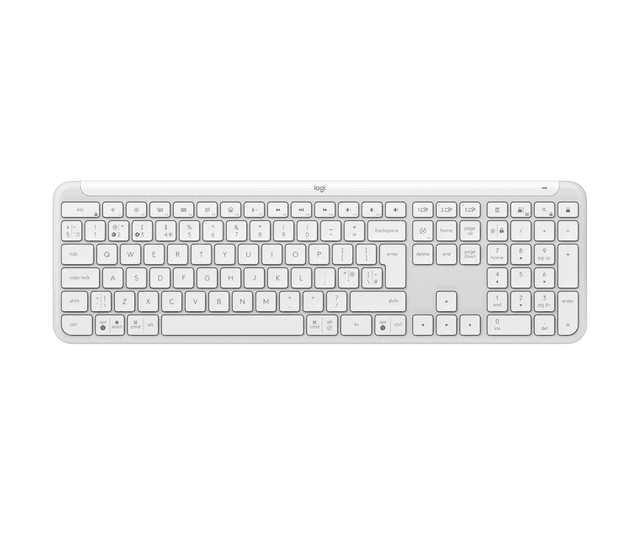 Logitech Köp det tunna trådlösa tangentbordet Signature K950 in Off White, Engelska Storbritannien (QWERTY)