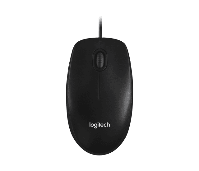Mouse USB ottico Logitech M100 con design ambidestro in Nero