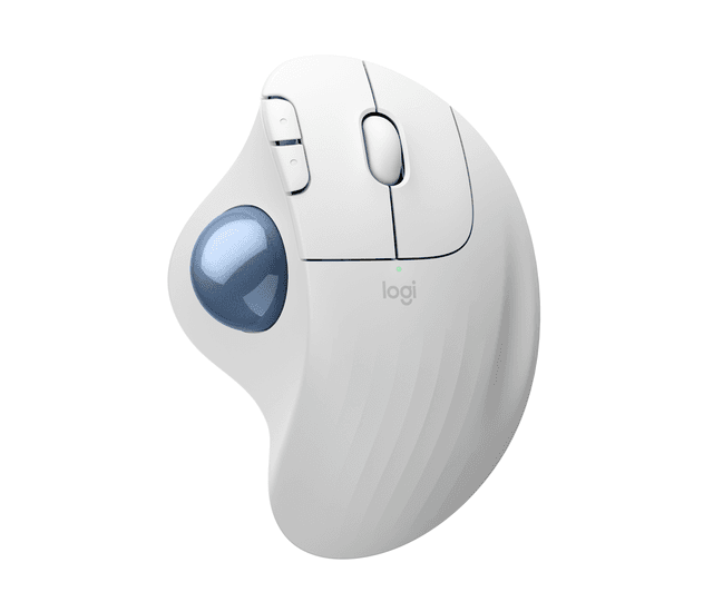Logitech Ergo M575S - Wireless Trackball Mouse | in Off-White + Blue Ball