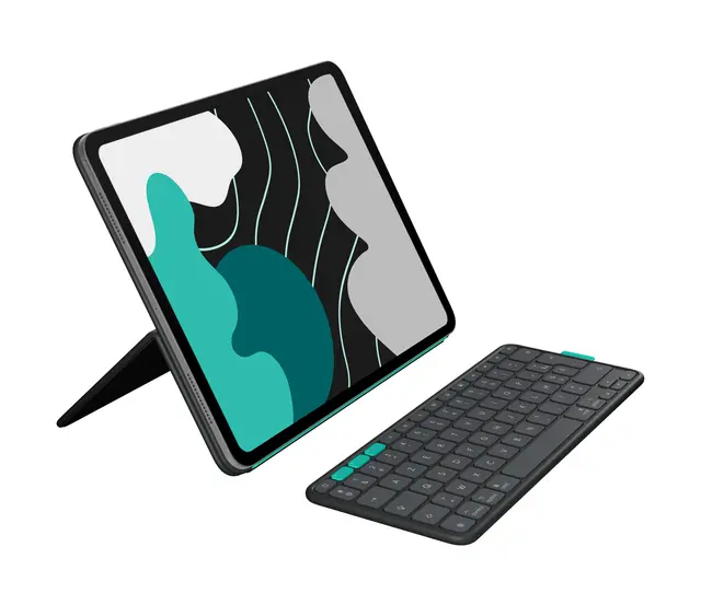 Logitech Flip Folio – tangentbordsfodral för iPad in Grafitgrå, Franska (AZERTY), iPad Pro 13 tum (M4 och M5), iPad Air 13 tum (M2, M3 och M4)
