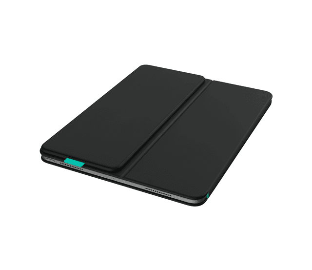 Logitech Flip Folio – tangentbordsfodral för iPad in Grafitgrå, Engelska Storbritannien (QWERTY), iPad Pro 13 tum (M4 och M5), iPad Air 13 tum (M2, M3 och M4)