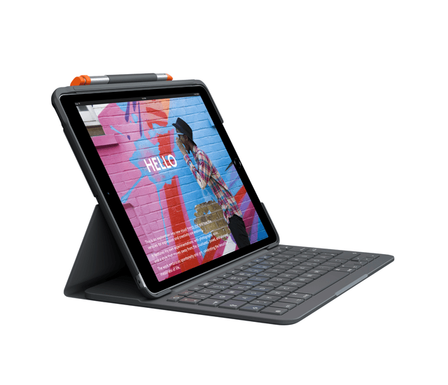 Logitech Slim Folio Keyboard Case for iPad 7th-9th Gen & iPad Air 3rd Gen - Graphite Grey