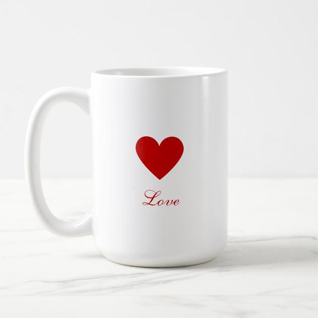 Custom Simple Red Heart Love Coffee Mug