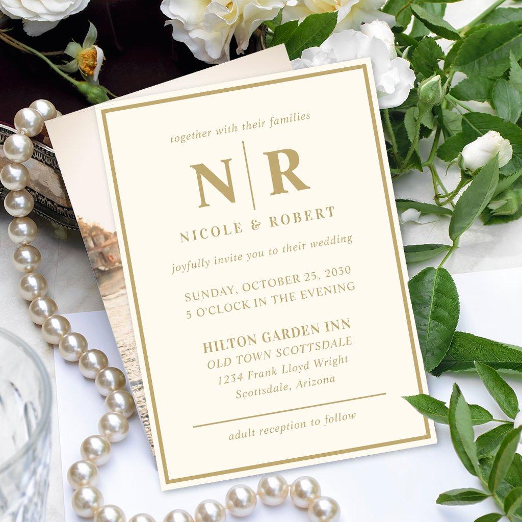 Elegant Wedding Monogram Bride And Groom Initials Invitation