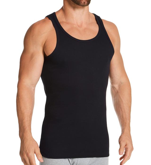 Bread and Boxers Men's Ribbed Organic Cotton Stretch Slim Fit Tank Top in Blue (105) | Size XL | HisRoom.com