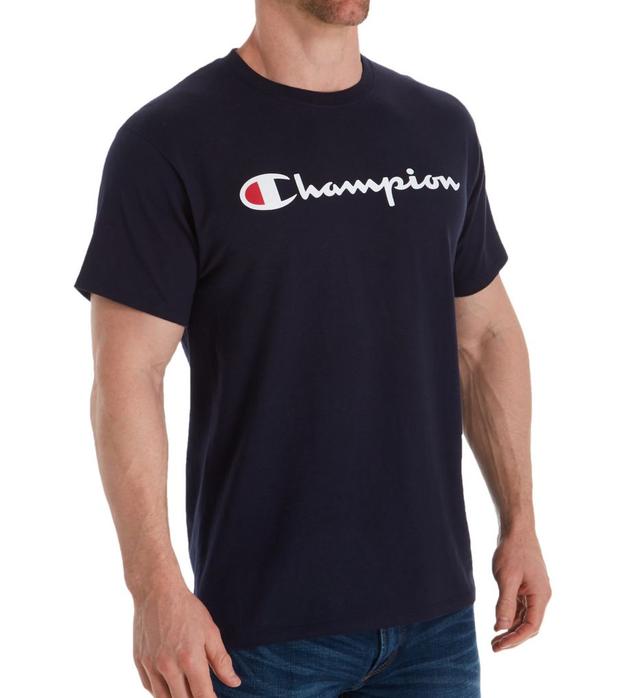 Champion Men's Classic Graphic Logo Jersey T-Shirt in Blue (GT23H) | Size Medium | HisRoom.com