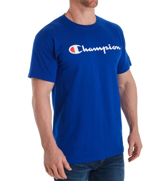 Champion Men's Classic Graphic Logo Jersey T-Shirt in Blue (GT23H) | Size 2XL | HisRoom.com
