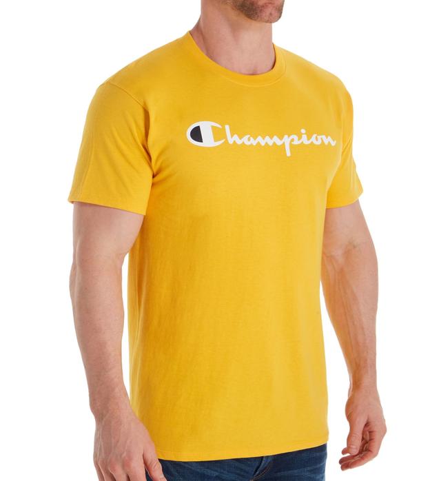 Champion Men's Classic Graphic Logo Jersey T-Shirt in Gold (GT23H) | Size 2XL | HisRoom.com