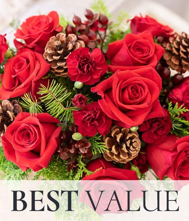 Festive Christmas Bouquet with Holiday Vase