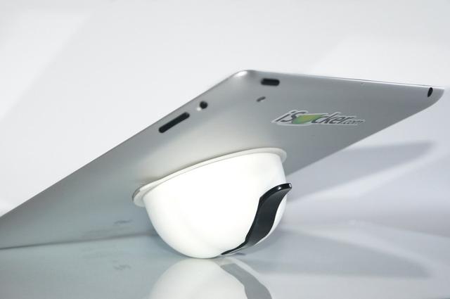 iSucker iPad/Tablet Stand and Ergonomic Holder - White with Black Lever
