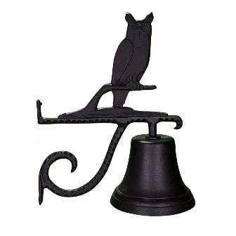 Cast Bell With Satin Black Owl Ornament - Satin Black