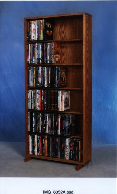 615-24 Solid Oak 6 Row Dowel DVD Cabinet Tower
