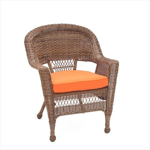 W00205-C-FS016 Honey Wicker Chair With Orange Cushion