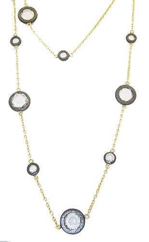 190NGG Wholesale Two Tone Gunmetal & Gold Necklace set with Cz