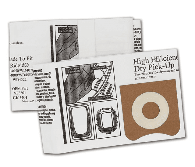 For Ridgid VF3501 High Efficiency Paper- Dry Pickup Pack of 10