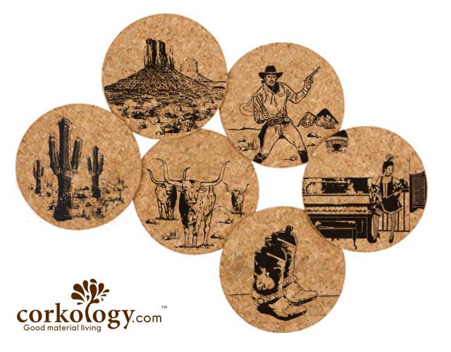 Old West Cork Coaster Sets
