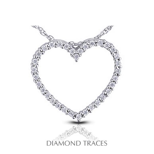 0.66 Carat Total Natural Diamonds 14K White Gold Prong Setting Heart Shape Fashion Pendant