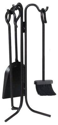 15041 Black Fireplace Tool Set- 4 Piece