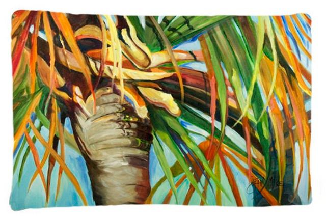 Orange Top Palm Tree Fabric Standard Pillowcase