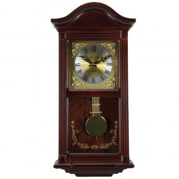 Mahogany Cherry Wood 22 in. Wall Clock with Pendulum & Chimes