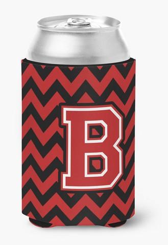 CJ1047-BCC Letter B Chevron Black & Red Can or Bottle Hugger