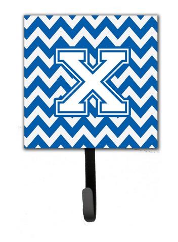 CJ1045-XSH4 Letter X Chevron Blue & White Leash or Key Holder, 6 x 1.25 x 4.25 in.