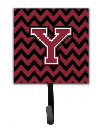 CJ1052-YSH4 Letter Y Chevron Garnet & Black Leash or Key Holder