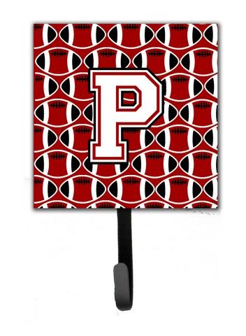 CJ1082-PSH4 Letter P Football Cardinal & White Leash or Key Holder