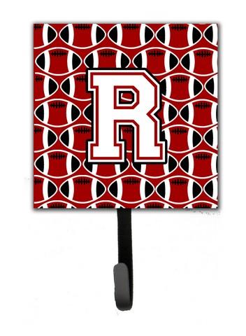 CJ1082-RSH4 Letter R Football Cardinal & White Leash or Key Holder