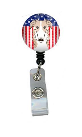 American Flag & Borzoi Retractable Badge Reel