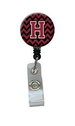 Letter H Chevron Garnet & Black Retractable Badge Reel - Garnet & Black - 5in. H x 1in. W x 2in. L
