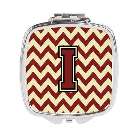 CJ1061-ISCM Letter I Chevron Maroon & Gold Compact Mirror