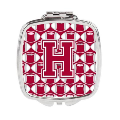 Letter H Football Crimson - Grey & White Compact Mirror