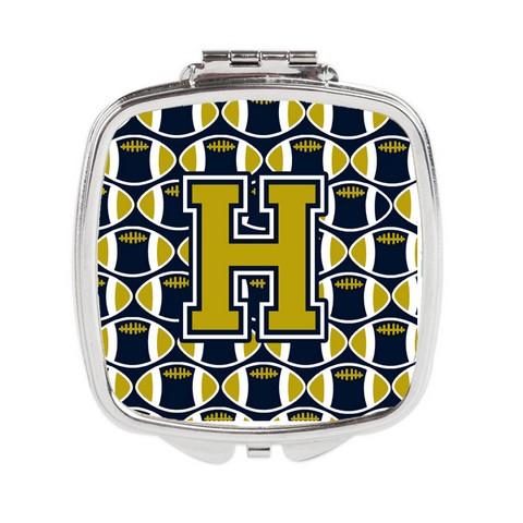 Letter H Football Blue & Gold Compact Mirror