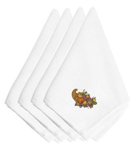 EMBT3502NPKE Thanksgiving Cornucopia Embroidered Napkins, 20 x 0.1 x 20 in. - Set of 4