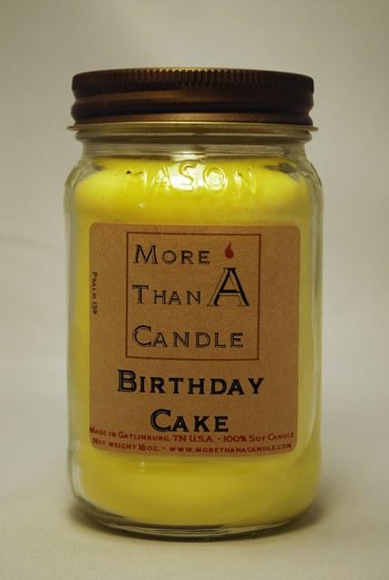 BDC16M 16 oz Mason Jar Soy Candle, Birthday Cake