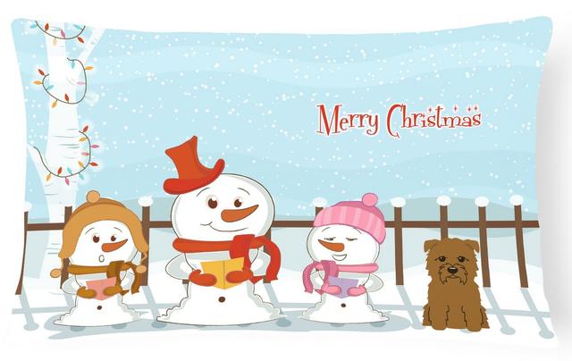 Merry Christmas Carolers Glen of Imal Tan Canvas Fabric Decorative Pillow