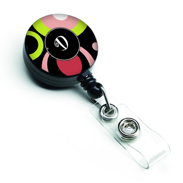 AM1002-DBR Letter D Monogram Retro in Black Retractable Badge Reel